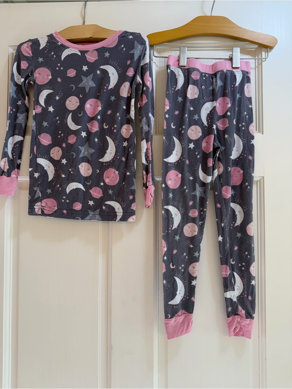 Little Sleepies Gray and Pink Moon & Stars Pajama Set